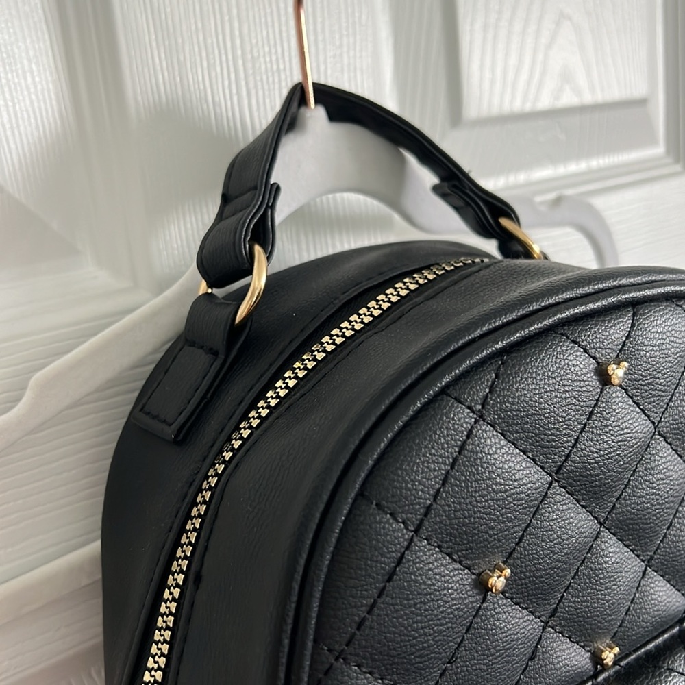 Disney Black Quilted Mini Backpack with Gold Accents - Picture 3 of 7